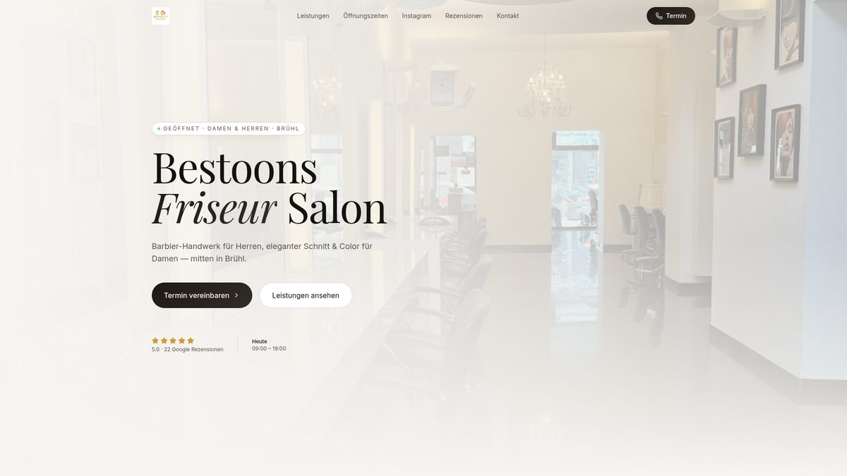 Startseite des Bestoons Friseur Salons in Brühl