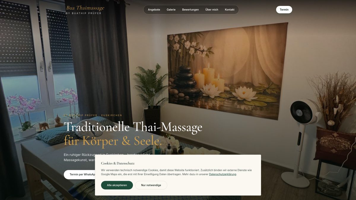 Startseite von BUA Wellnessmassage Euskirchen mit Massageraum